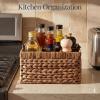 imageBest Choice Products Handwoven Silverware Organizer wHandle 4 Compartment Flatware Organizer Shelf Storage Basket Wicker Utensil Caddy Cutlery Basket Holder for Party Picnic BBQ  NaturalChestnut