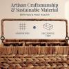 imageBest Choice Products Handwoven Silverware Organizer wHandle 4 Compartment Flatware Organizer Shelf Storage Basket Wicker Utensil Caddy Cutlery Basket Holder for Party Picnic BBQ  NaturalChestnut