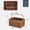 imageBest Choice Products Handwoven Silverware Organizer wHandle 4 Compartment Flatware Organizer Shelf Storage Basket Wicker Utensil Caddy Cutlery Basket Holder for Party Picnic BBQ  NaturalChestnut