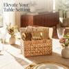 imageBest Choice Products Handwoven Silverware Organizer wHandle 4 Compartment Flatware Organizer Shelf Storage Basket Wicker Utensil Caddy Cutlery Basket Holder for Party Picnic BBQ  NaturalNatural