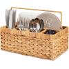 imageBest Choice Products Handwoven Silverware Organizer wHandle 4 Compartment Flatware Organizer Shelf Storage Basket Wicker Utensil Caddy Cutlery Basket Holder for Party Picnic BBQ  NaturalNatural