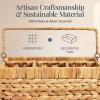imageBest Choice Products Handwoven Silverware Organizer wHandle 4 Compartment Flatware Organizer Shelf Storage Basket Wicker Utensil Caddy Cutlery Basket Holder for Party Picnic BBQ  NaturalNatural