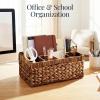 imageBest Choice Products Handwoven Silverware Organizer wHandle 4 Compartment Flatware Organizer Shelf Storage Basket Wicker Utensil Caddy Cutlery Basket Holder for Party Picnic BBQ  NaturalChestnut