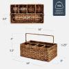 imageBest Choice Products Handwoven Silverware Organizer wHandle 4 Compartment Flatware Organizer Shelf Storage Basket Wicker Utensil Caddy Cutlery Basket Holder for Party Picnic BBQ  NaturalChestnut