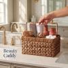 imageBest Choice Products Handwoven Silverware Organizer wHandle 4 Compartment Flatware Organizer Shelf Storage Basket Wicker Utensil Caddy Cutlery Basket Holder for Party Picnic BBQ  NaturalChestnut