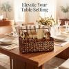 imageBest Choice Products Handwoven Silverware Organizer wHandle 4 Compartment Flatware Organizer Shelf Storage Basket Wicker Utensil Caddy Cutlery Basket Holder for Party Picnic BBQ  NaturalChestnut
