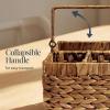 imageBest Choice Products Handwoven Silverware Organizer wHandle 4 Compartment Flatware Organizer Shelf Storage Basket Wicker Utensil Caddy Cutlery Basket Holder for Party Picnic BBQ  NaturalChestnut
