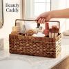 imageBest Choice Products Handwoven Silverware Organizer wHandle 4 Compartment Flatware Organizer Shelf Storage Basket Wicker Utensil Caddy Cutlery Basket Holder for Party Picnic BBQ  NaturalChestnut