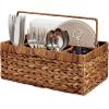 imageBest Choice Products Handwoven Silverware Organizer wHandle 4 Compartment Flatware Organizer Shelf Storage Basket Wicker Utensil Caddy Cutlery Basket Holder for Party Picnic BBQ  NaturalChestnut