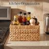 imageBest Choice Products Handwoven Silverware Organizer wHandle 4 Compartment Flatware Organizer Shelf Storage Basket Wicker Utensil Caddy Cutlery Basket Holder for Party Picnic BBQ  NaturalNatural