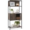 imageBest Choice Products 4Tier Bookshelf Tall Bookcase Wood Storage Cabinet for Living Room Bedroom Entryway Home Office wCabinet Enclosed Storage Shelf Space Metal Sturdy Frame  Dark WalnutDark Walnut