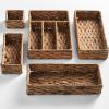 imageBest Choice Products 5Piece Flatware Organizer Set Woven Modular Silverware amp Utensil Drawer Organizer Trays Drawer Divider Storage Containers for Kitchen Bathroom amp Office Utensils  ChestnutChestnut