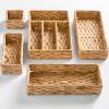imageBest Choice Products 5Piece Flatware Organizer Set Woven Modular Silverware amp Utensil Drawer Organizer Trays Drawer Divider Storage Containers for Kitchen Bathroom amp Office Utensils  ChestnutNatural