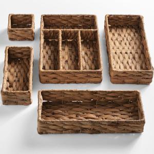 imageBest Choice Products 5Piece Flatware Organizer Set Woven Modular Silverware amp Utensil Drawer Organizer Trays Drawer Divider Storage Containers for Kitchen Bathroom amp Office Utensils  ChestnutChestnut