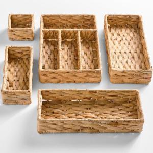 imageBest Choice Products 5Piece Flatware Organizer Set Woven Modular Silverware amp Utensil Drawer Organizer Trays Drawer Divider Storage Containers for Kitchen Bathroom amp Office Utensils  ChestnutNatural