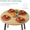 imageBest Choice Products Round Dining Table 355 MidCentury Modern Kitchen Table for 24 People Small Space Apartment Dinette Wood Top WSteel Legs  Dark BrownNatural