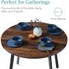 imageBest Choice Products Round Dining Table 355 MidCentury Modern Kitchen Table for 24 People Small Space Apartment Dinette Wood Top WSteel Legs  Dark BrownDark Brown