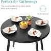 imageBest Choice Products Round Dining Table 355 MidCentury Modern Kitchen Table for 24 People Small Space Apartment Dinette Wood Top WSteel Legs  Dark BrownBlack