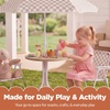 image:imageBest Choice Products Kids Picnic Table and Chair Set with Umbrella 3Piece Foldable Outdoor Table Set for Toddlers Ages 25 Patio Play Furniture 70 lb Chair Capacity 110 lb Table Capacity  SageTan  White