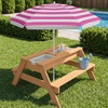 image:imageBest Choice Products Kids Picnic Table with Umbrella 3in1 Sand amp Water Table Outdoor Convertible Picnic Table for Toddlers Seats 4 Removable Top 2 Buckets  PinkNaturalDark Pink