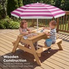image:imageBest Choice Products Kids Picnic Table with Umbrella 3in1 Sand amp Water Table Outdoor Convertible Picnic Table for Toddlers Seats 4 Removable Top 2 Buckets  PinkNaturalDark Pink