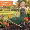 image:imageBest Choice Products Kids Wheelbarrow and Gardening Tool Set 8 Piece with Metal Tools Watering Can Apron and Gloves Child Garden Play Set for Outdoor Backyard Play Ages 3  PinkPinkGreenOrange
