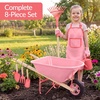 image:imageBest Choice Products Kids Wheelbarrow and Gardening Tool Set 8 Piece with Metal Tools Watering Can Apron and Gloves Child Garden Play Set for Outdoor Backyard Play Ages 3  PinkPinkPinkPink