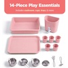 image:imageBest Choice Products Mud Kitchen for Kids Outdoor Deluxe Wooden Play Kitchen with Canopy Water Tank amp Faucet Sink 14Piece Accessories Gardening Toy Backyard Pretend Cooking Set OlivePink