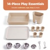 image:imageBest Choice Products Mud Kitchen for Kids Outdoor Deluxe Wooden Play Kitchen with Canopy Water Tank amp Faucet Sink 14Piece Accessories Gardening Toy Backyard Pretend Cooking Set OliveBeige