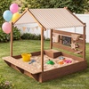 image:imageBest Choice Products Sandbox with Canopy Extra Large Wooden Kids Sand Box with Cover Water Table amp Sink Chalkboard Bench Seating w 110 lb Capacity Outdoor Backyard Playset  BeigeBlue