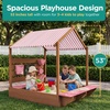 image:imageBest Choice Products Sandbox with Canopy Extra Large Wooden Kids Sand Box with Cover Water Table amp Sink Chalkboard Bench Seating w 110 lb Capacity Outdoor Backyard Playset  BeigePink