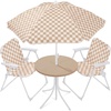 image:imageBest Choice Products Kids Picnic Table and Chair Set with Umbrella 3Piece Foldable Outdoor Table Set for Toddlers Ages 25 Patio Play Furniture 70 lb Chair Capacity 110 lb Table Capacity  SageTan  White