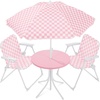 image:imageBest Choice Products Kids Picnic Table and Chair Set with Umbrella 3Piece Foldable Outdoor Table Set for Toddlers Ages 25 Patio Play Furniture 70 lb Chair Capacity 110 lb Table Capacity  SagePink  White