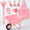 image:imageBest Choice Products Kids Wheelbarrow and Gardening Tool Set 8 Piece with Metal Tools Watering Can Apron and Gloves Child Garden Play Set for Outdoor Backyard Play Ages 3  PinkPinkPinkPink