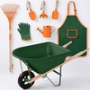 image:imageBest Choice Products Kids Wheelbarrow and Gardening Tool Set 8 Piece with Metal Tools Watering Can Apron and Gloves Child Garden Play Set for Outdoor Backyard Play Ages 3  PinkPinkGreenOrange