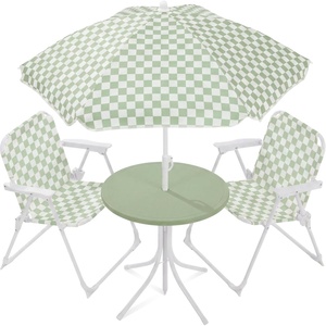 image:imageBest Choice Products Kids Picnic Table and Chair Set with Umbrella 3Piece Foldable Outdoor Table Set for Toddlers Ages 25 Patio Play Furniture 70 lb Chair Capacity 110 lb Table Capacity  SageSage  White