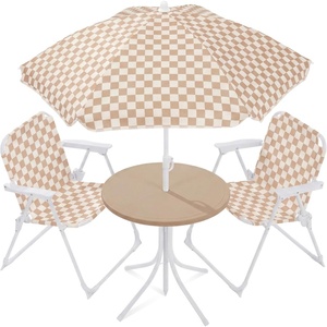 image:imageBest Choice Products Kids Picnic Table and Chair Set with Umbrella 3Piece Foldable Outdoor Table Set for Toddlers Ages 25 Patio Play Furniture 70 lb Chair Capacity 110 lb Table Capacity  SageTan  White