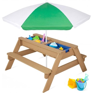 image:imageBest Choice Products Kids Picnic Table with Umbrella 3in1 Sand amp Water Table Outdoor Convertible Picnic Table for Toddlers Seats 4 Removable Top 2 Buckets  PinkGreen
