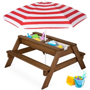 image:imageBest Choice Products Kids Picnic Table with Umbrella 3in1 Sand amp Water Table Outdoor Convertible Picnic Table for Toddlers Seats 4 Removable Top 2 Buckets  PinkWalnutRed