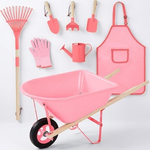 image:imageBest Choice Products Kids Wheelbarrow and Gardening Tool Set 8 Piece with Metal Tools Watering Can Apron and Gloves Child Garden Play Set for Outdoor Backyard Play Ages 3  PinkPinkPinkPink
