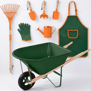 image:imageBest Choice Products Kids Wheelbarrow and Gardening Tool Set 8 Piece with Metal Tools Watering Can Apron and Gloves Child Garden Play Set for Outdoor Backyard Play Ages 3  PinkPinkGreenOrange