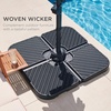 image:imageBest Choice Products 4Piece Cantilever Offset Patio Umbrella Base Weight Set HeavyDuty Fillable Stand Plates for Water or Sand EasyFill Spouts Wood Grain Finish  BrownBlack Faux Wicker