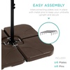 image:imageBest Choice Products 4Piece Cantilever Offset Patio Umbrella Base Weight Set HeavyDuty Fillable Stand Plates for Water or Sand EasyFill Spouts Wood Grain Finish  BrownBrown