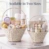 image:imageBest Choice Products Handwoven Gift Basket for Mothers Day Medium Woven Storage Basket for Gifts Candles amp Flowers WCollapsible Handle Tapered Shape Water Hyacinth 15 Inch Basket  NaturalWhite