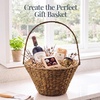 image:imageBest Choice Products Handwoven Gift Basket for Mothers Day Medium Woven Storage Basket for Gifts Candles amp Flowers WCollapsible Handle Tapered Shape Water Hyacinth 15 Inch Basket  NaturalChestnut