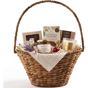 image:imageBest Choice Products Handwoven Gift Basket for Mothers Day Medium Woven Storage Basket for Gifts Candles amp Flowers WCollapsible Handle Tapered Shape Water Hyacinth 15 Inch Basket  NaturalChestnut