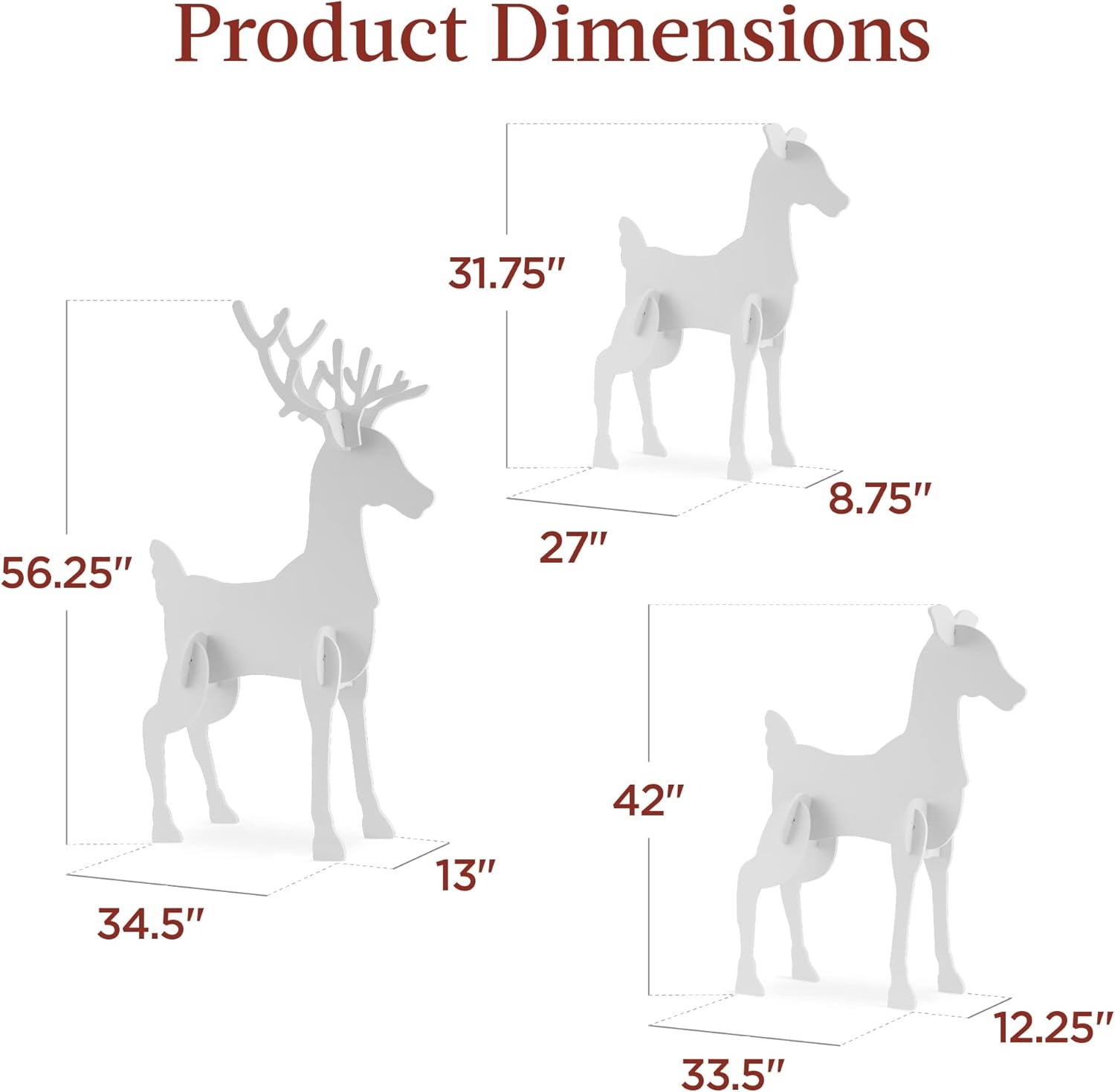 image:imageBest Choice Products 3Piece 56in Reindeer Family Silhouette Set Outdoor Christmas Deer Set PVC Yard Decoration Holiday Decor for Lawn Garden Display wBuck Doe Fawn