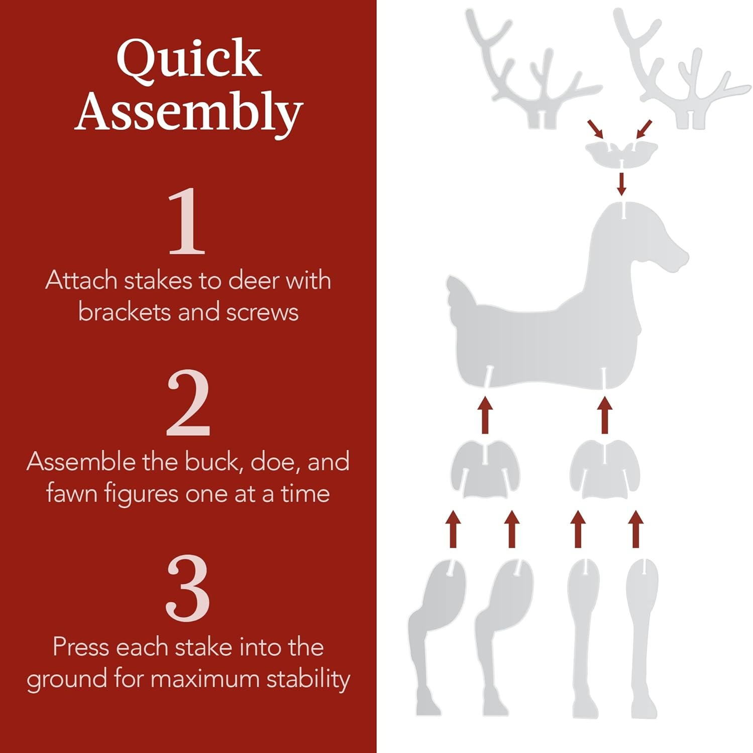 image:imageBest Choice Products 3Piece 56in Reindeer Family Silhouette Set Outdoor Christmas Deer Set PVC Yard Decoration Holiday Decor for Lawn Garden Display wBuck Doe Fawn