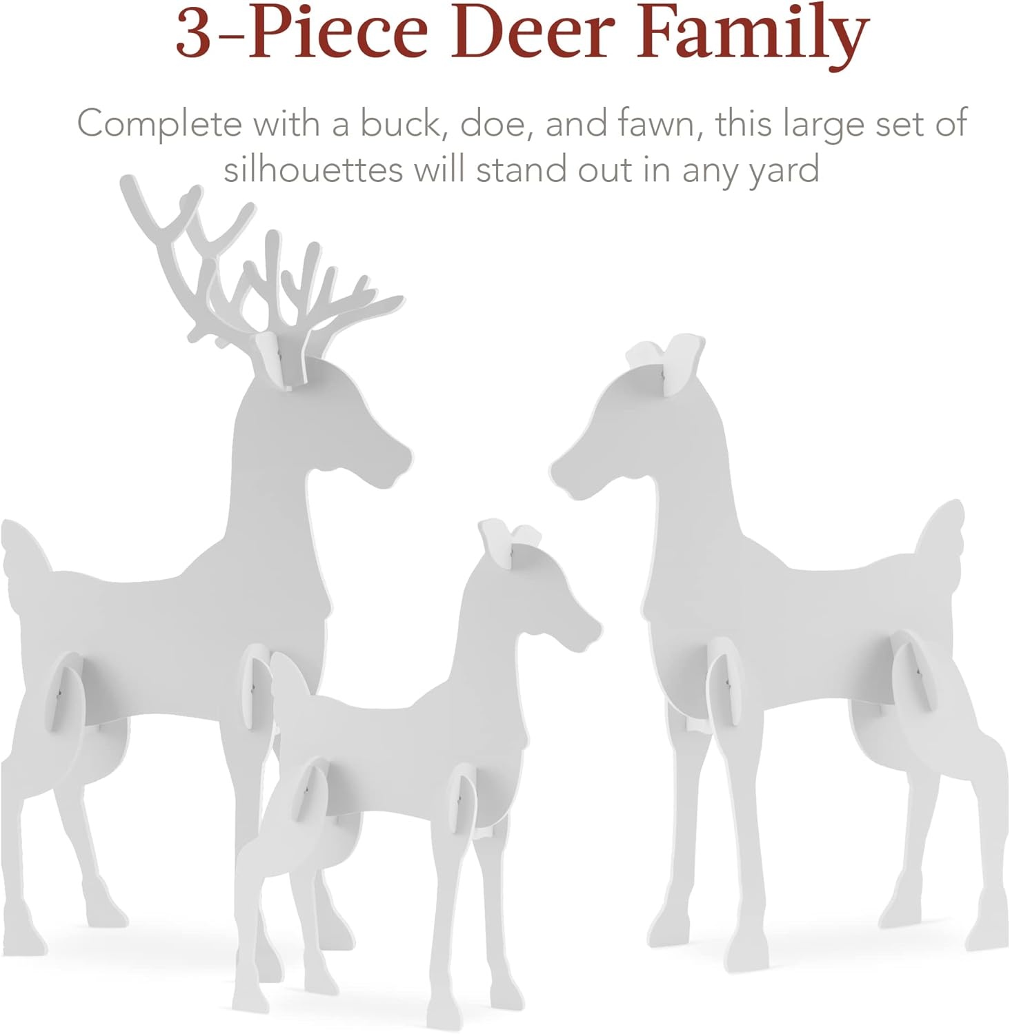 image:imageBest Choice Products 3Piece 56in Reindeer Family Silhouette Set Outdoor Christmas Deer Set PVC Yard Decoration Holiday Decor for Lawn Garden Display wBuck Doe Fawn