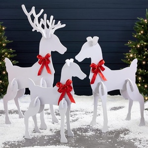 image:imageBest Choice Products 3Piece 56in Reindeer Family Silhouette Set Outdoor Christmas Deer Set PVC Yard Decoration Holiday Decor for Lawn Garden Display wBuck Doe Fawn